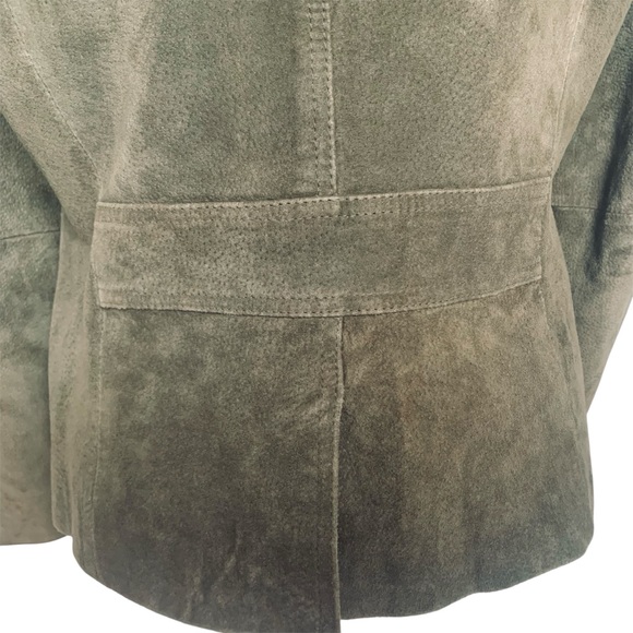 Suede Jacket Olive Green Utility Jacket Bush Blazer Transitional Season Coat M - Picture 9 of 12